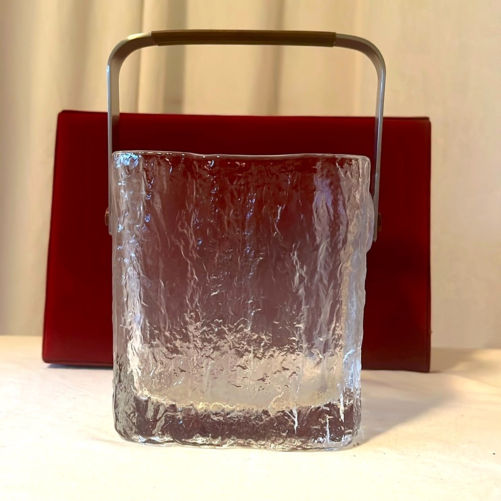 Vintage Hoya Glacier Ice Bucket From Japan, 1970s Texture Ice Bark Glass